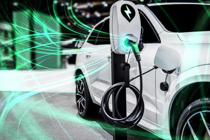 EV charging station for electric car in concept of green energy and eco power Electric Vehicle Lithium-Ion Battery